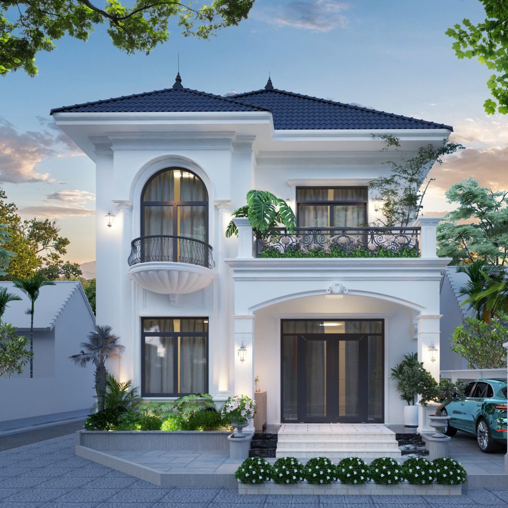 BẢN VẼ BIỆT THỰ NHÀ 2 TẦNG ĐẸP KÍCH THƯỚC 8.5X10.5M