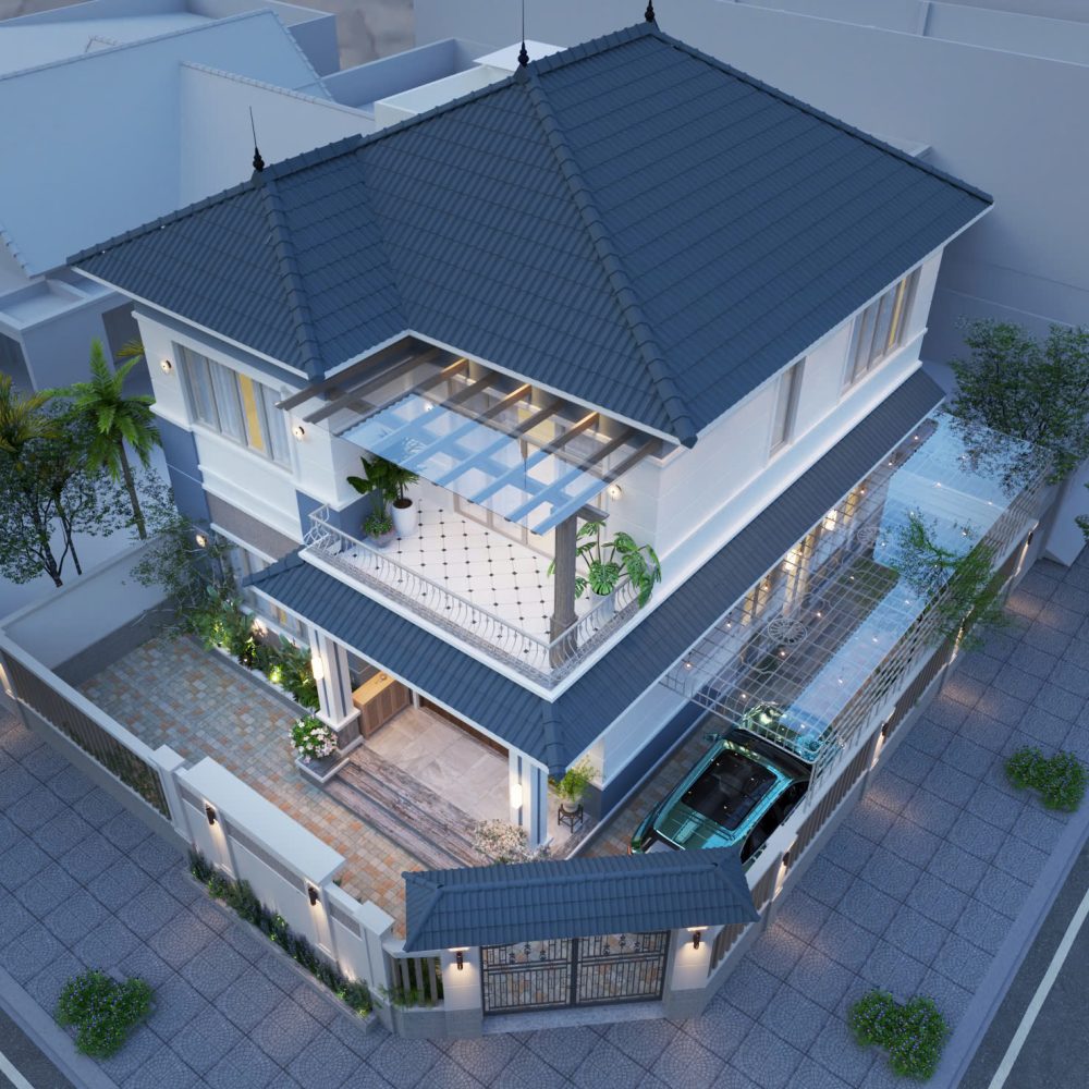 BẢN VẼ BIỆT THỰ NHÀ 2 TẦNG ĐẸP KÍCH THƯỚC 10X12M